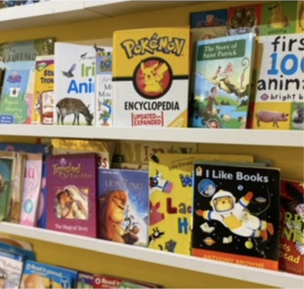 Varios libros, cuadernos y comics en estantería