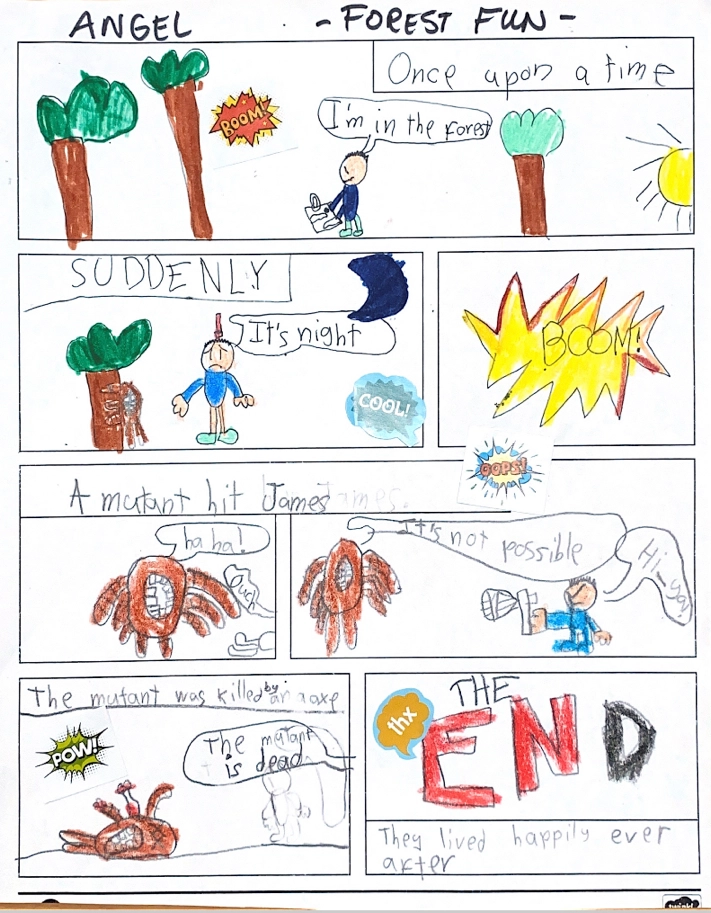 Alumna de la academia de inglés realizando ejercicio con números