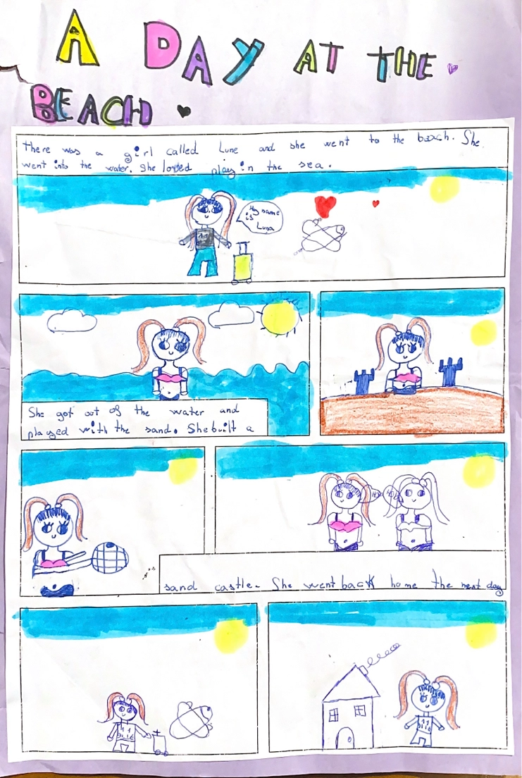 Alumna de la academia de inglés realizando ejercicio con números