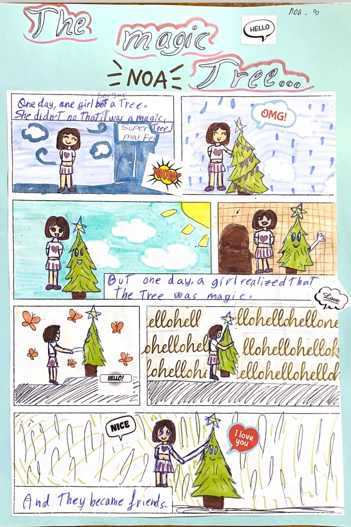 Alumna de la academia de inglés realizando ejercicio con números