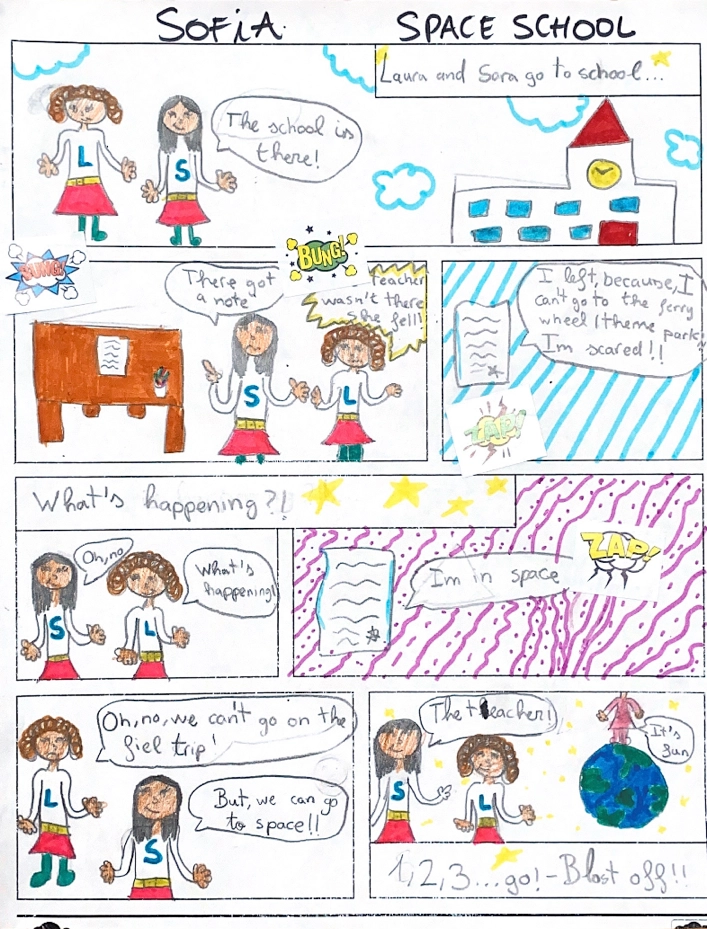 Alumna de la academia de inglés realizando ejercicio con números