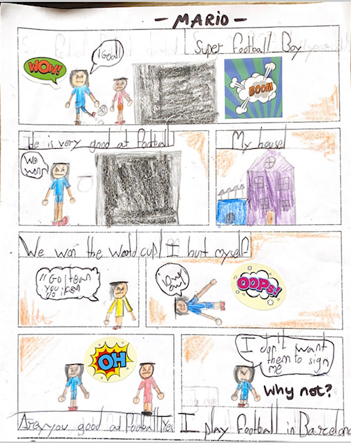 Alumna de la academia de inglés realizando ejercicio con números