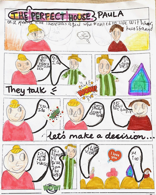 Alumna de la academia de inglés realizando ejercicio con números