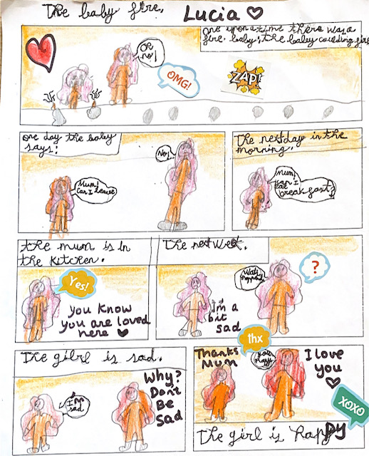 Alumna de la academia de inglés realizando ejercicio con números