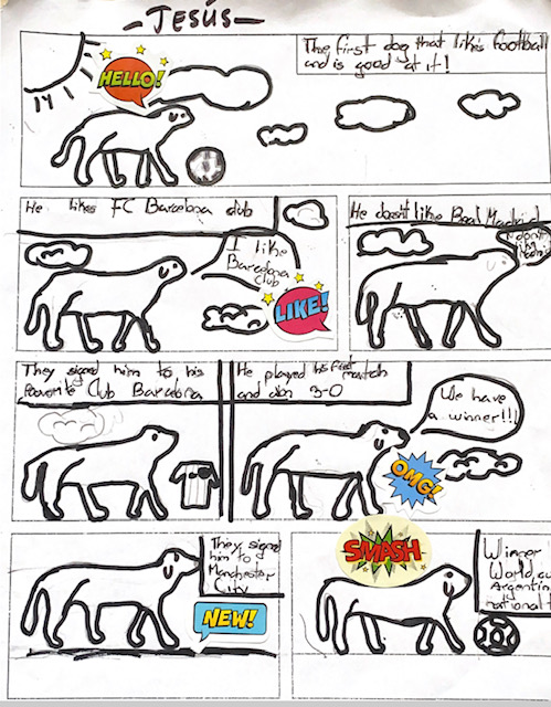 Alumna de la academia de inglés realizando ejercicio con números