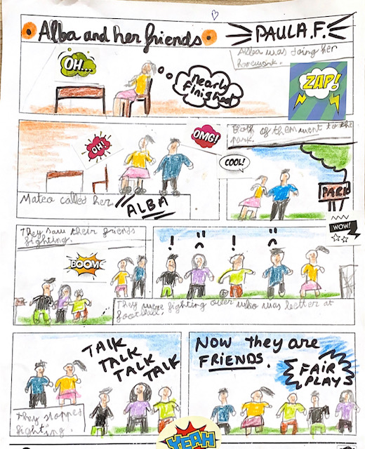 Alumna de la academia de inglés realizando ejercicio con números